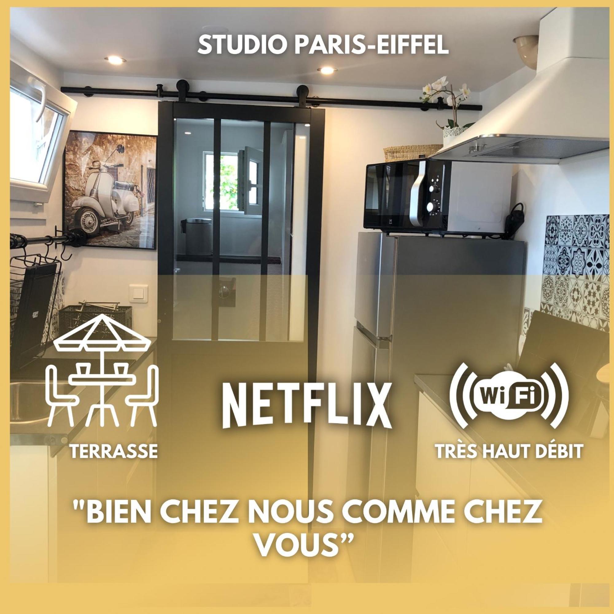 Paris-Eiffel, Bienvenue -Terrasse -Netflix Lägenhet Pantin Exteriör bild